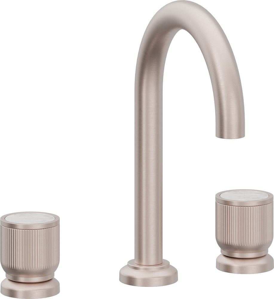 California Faucets Capitola Llave de Lavabo de 8" de 3 Orificios para Cubierta, con Dos Manerales - Pico Alto, Cilíndrica - Níquel Satinado