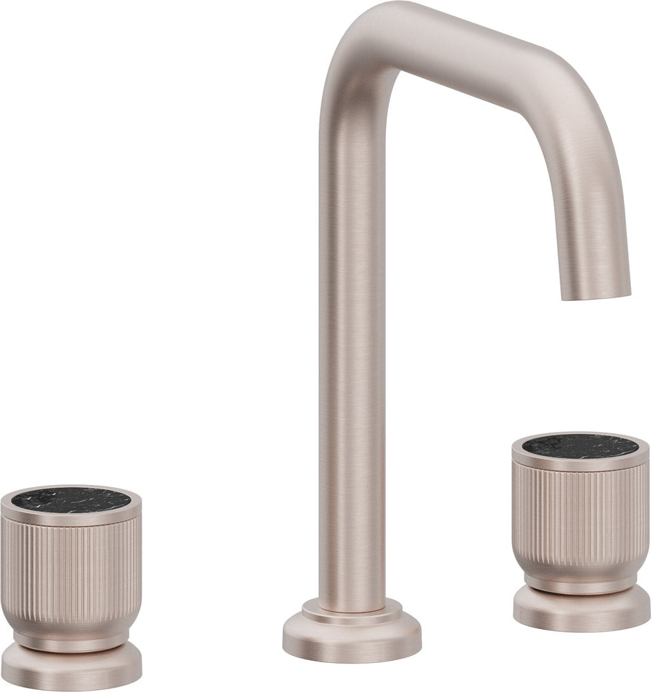 California Faucets Capitola Llave de Lavabo de 8" de 3 Orificios para Cubierta, con Dos Manerales - Pico Quad, Cilíndrica - Níquel Satinado