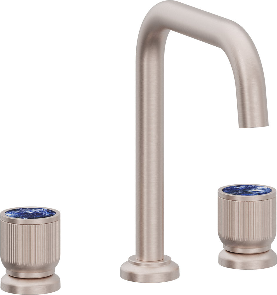 California Faucets Capitola Llave de Lavabo de 8" de 3 Orificios para Cubierta, con Dos Manerales - Pico Quad, Cilíndrica - Níquel Satinado