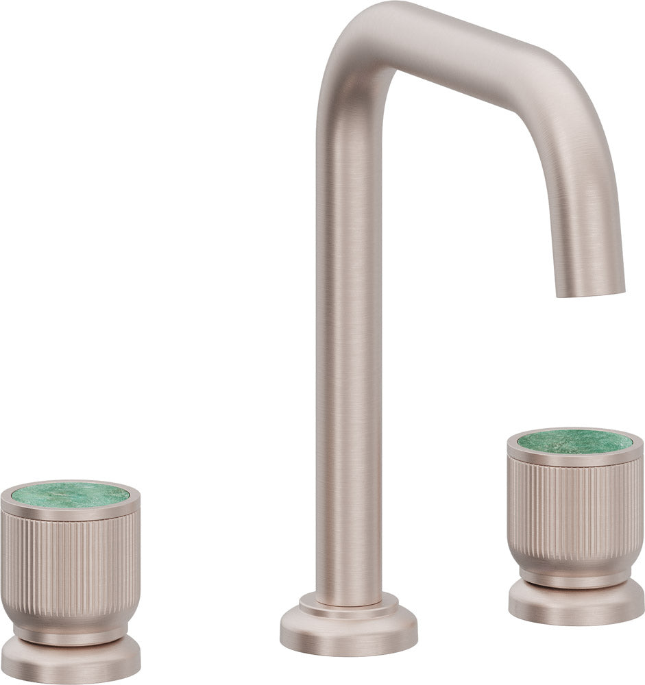 California Faucets Capitola Llave de Lavabo de 8" de 3 Orificios para Cubierta, con Dos Manerales - Pico Quad, Cilíndrica - Níquel Satinado