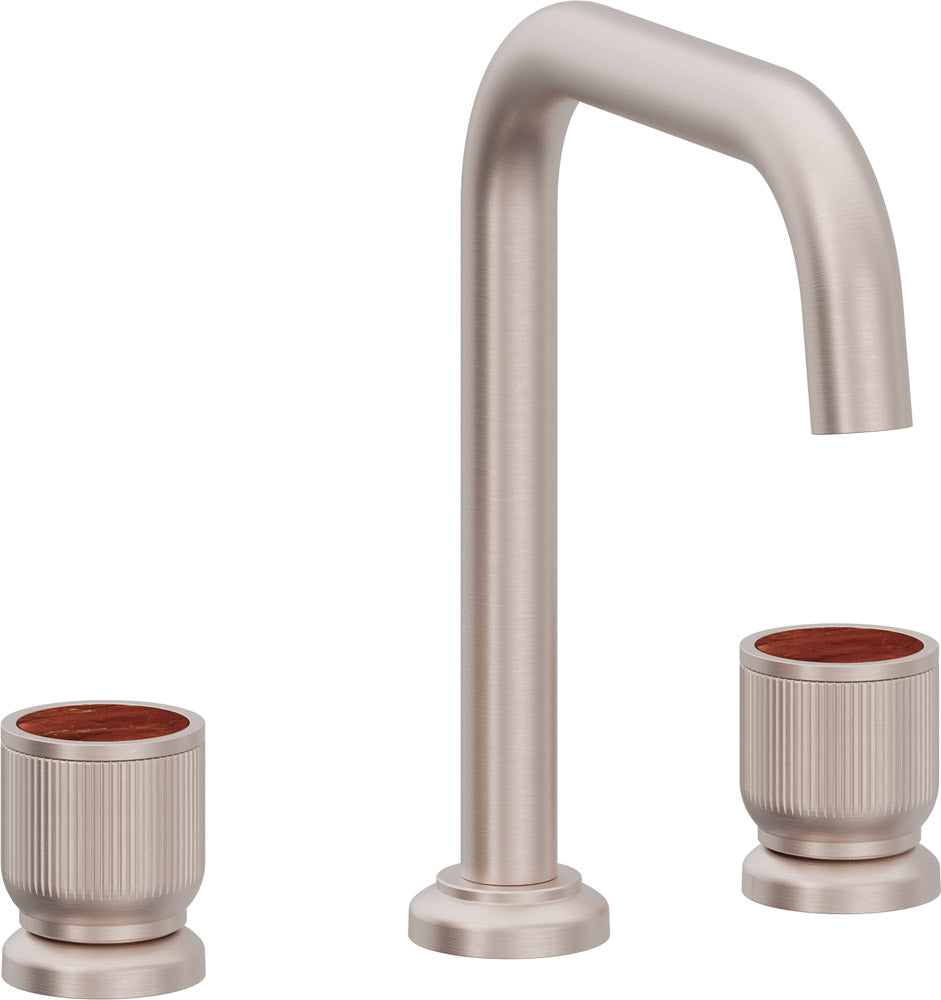 California Faucets Capitola Llave de Lavabo de 8" de 3 Orificios para Cubierta, con Dos Manerales - Pico Quad, Cilíndrica - Níquel Satinado