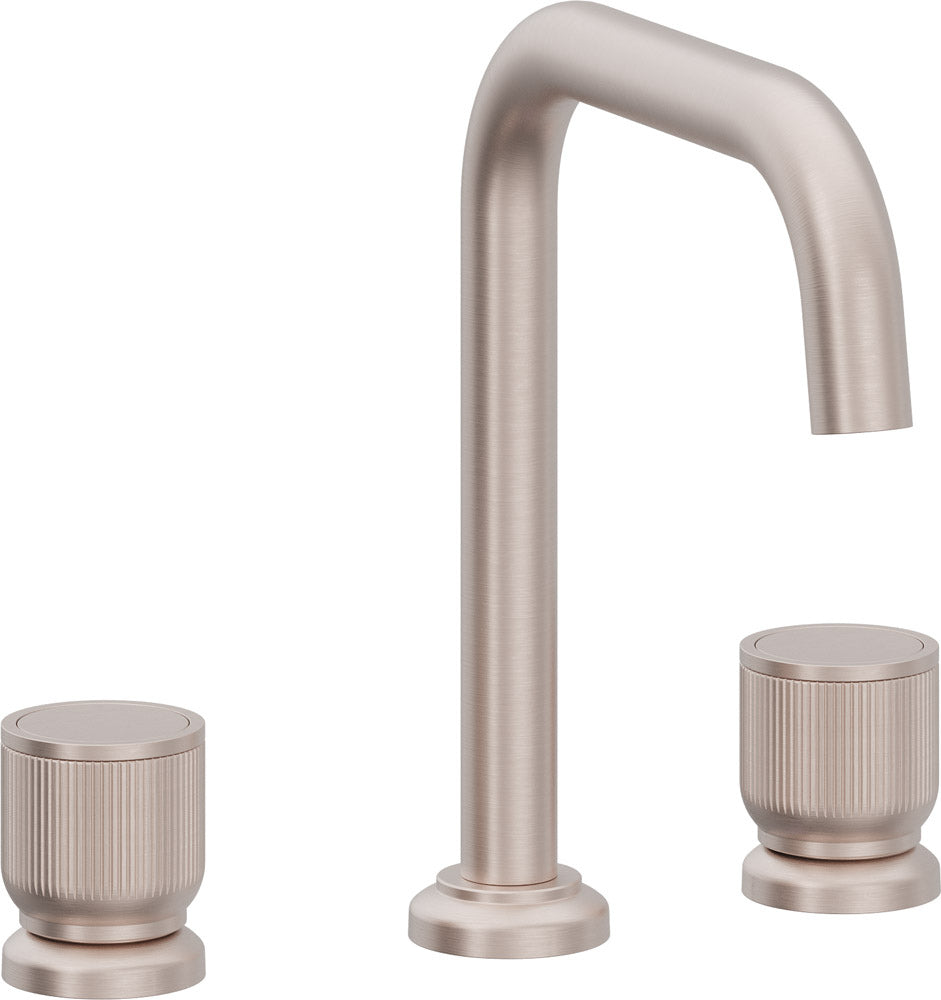 California Faucets Capitola Llave de Lavabo de 8" de 3 Orificios para Cubierta, con Dos Manerales - Pico Quad, Cilíndrica - Níquel Satinado