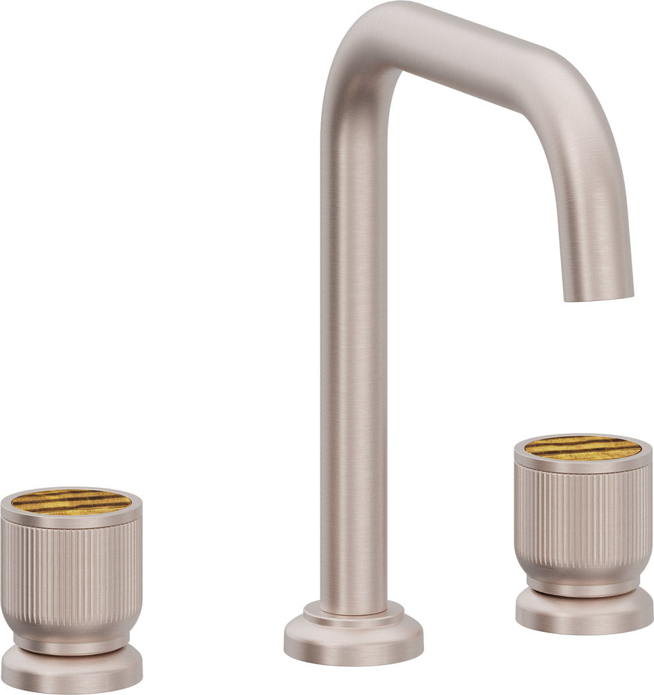 California Faucets Capitola Llave de Lavabo de 8" de 3 Orificios para Cubierta, con Dos Manerales - Pico Quad, Cilíndrica - Níquel Satinado