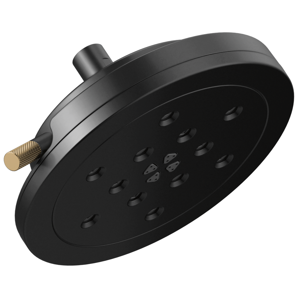 Brizo Litze Regadera Fija Redonda H2Okinetic® 8" Multifunción — Negro Mate / Oro Luxe