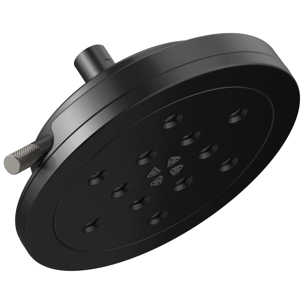 Brizo Litze Regadera Fija Redonda H2Okinetic® 8" Multifunción — Negro Mate / Acero Luxe