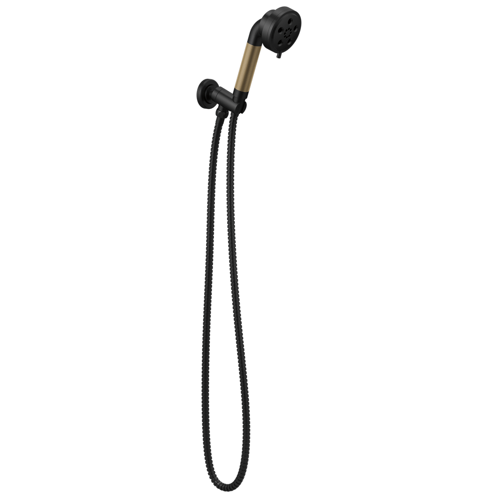 Brizo Litze Regadera de Mano de Pared H2Okinetic® — Negro Mate / Oro Luxe