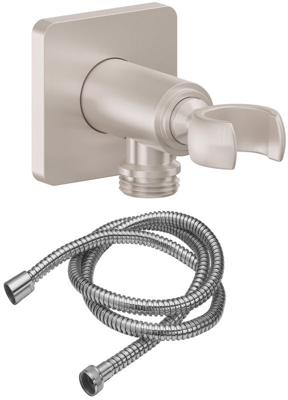 California Faucets San Elijo Kit de Regadera de Mano de Pared con Soporte de Suministro - Base Cuadrada - Níquel Satinado
