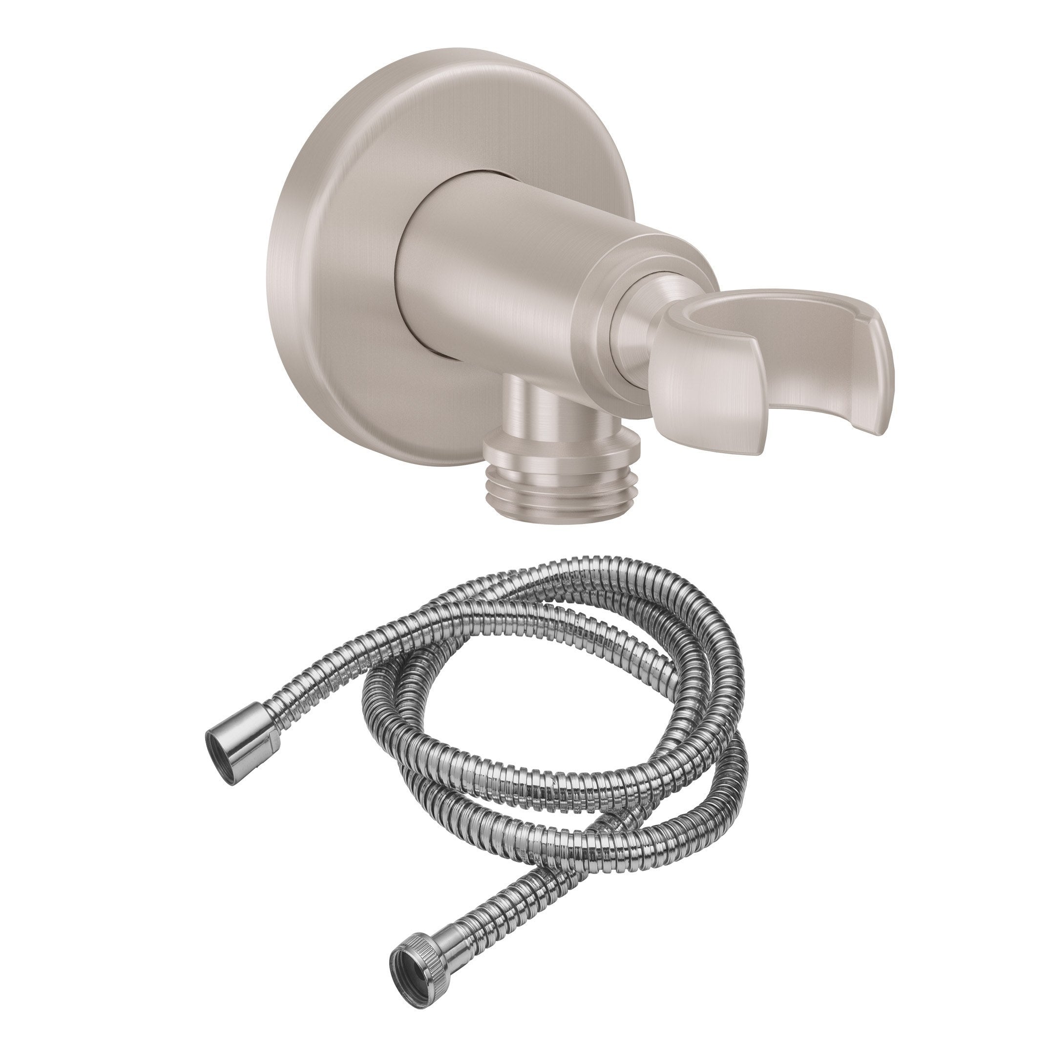 California Faucets Trousdale Kit de Regadera de Mano de Pared con Soporte de Suministro - Base Redonda - Níquel Satinado