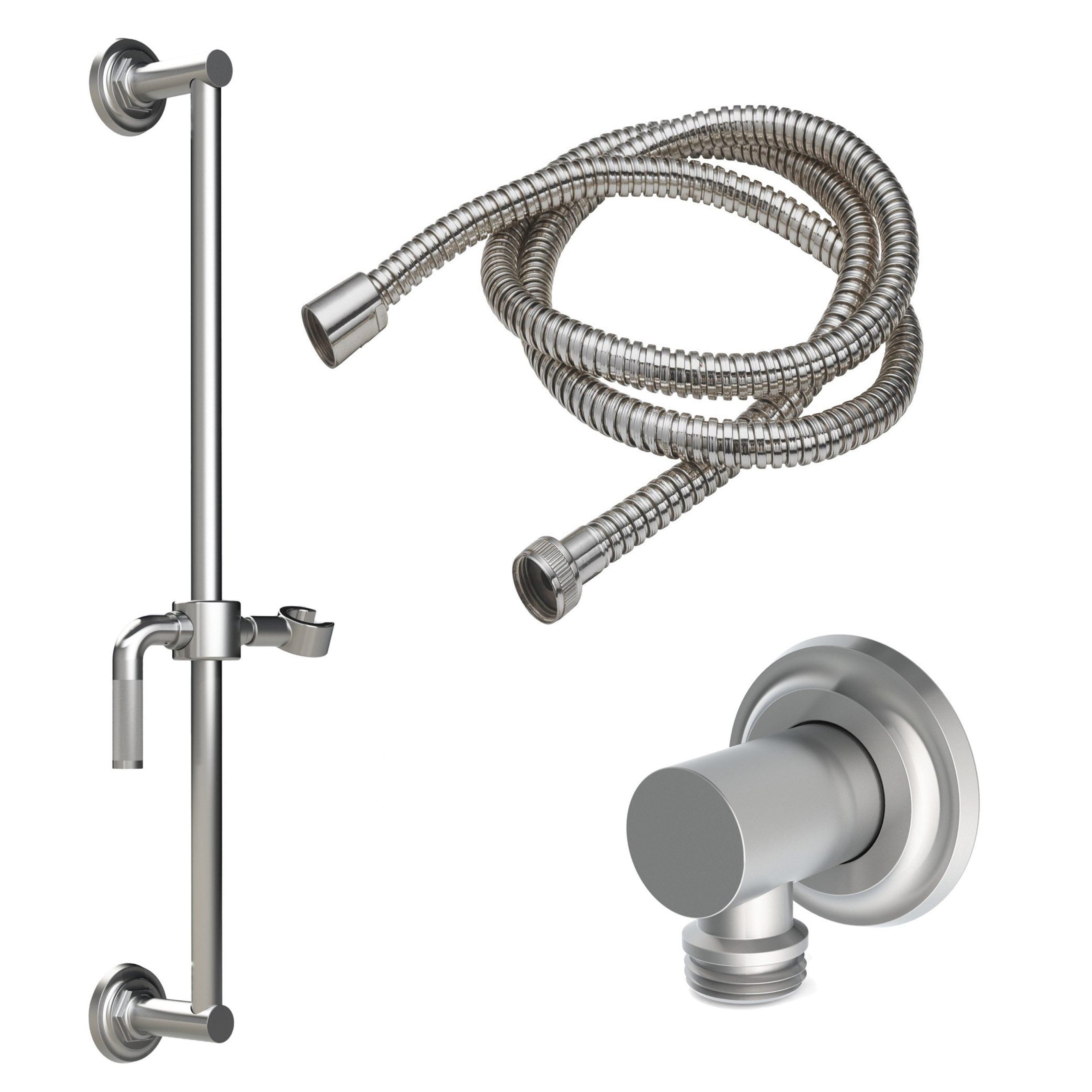 California Faucets Descanso Kit de Regadera de Mano con Barra Corrediza - Manija de Palanca Moleteada con Base Cóncava