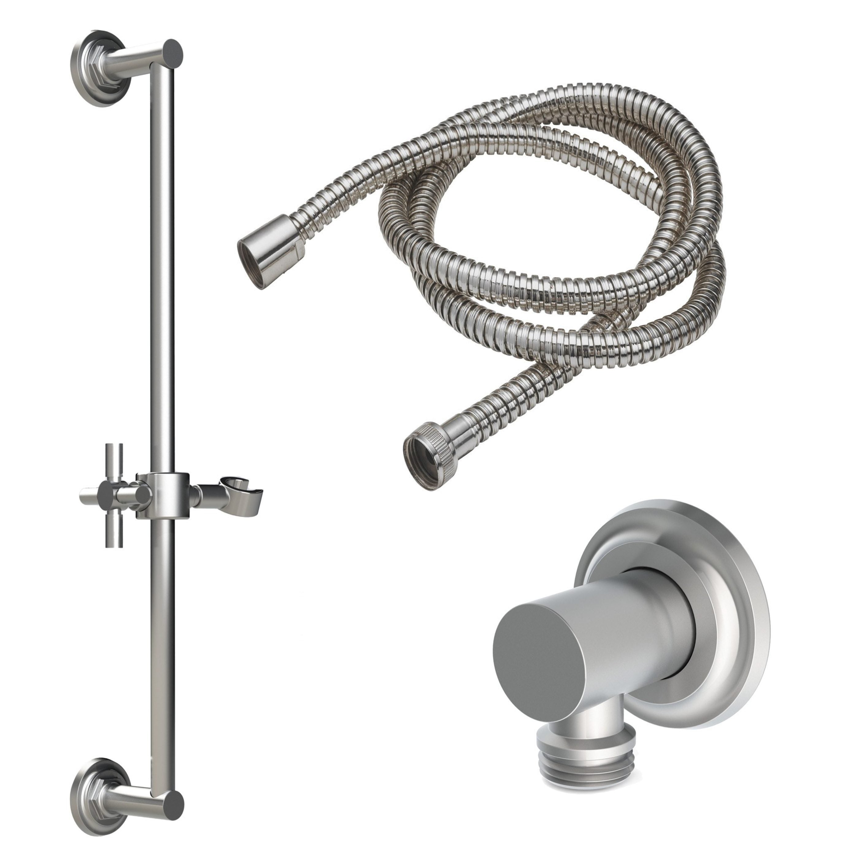 California Faucets Descanso Kit de Regadera de Mano con Barra Corrediza - Manija de Cruz Lisa con Base Cóncava