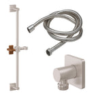 California Faucets San Elijo Kit de Regadera de Mano de Barra Deslizante - Base Cuadrada - Níquel Satinado