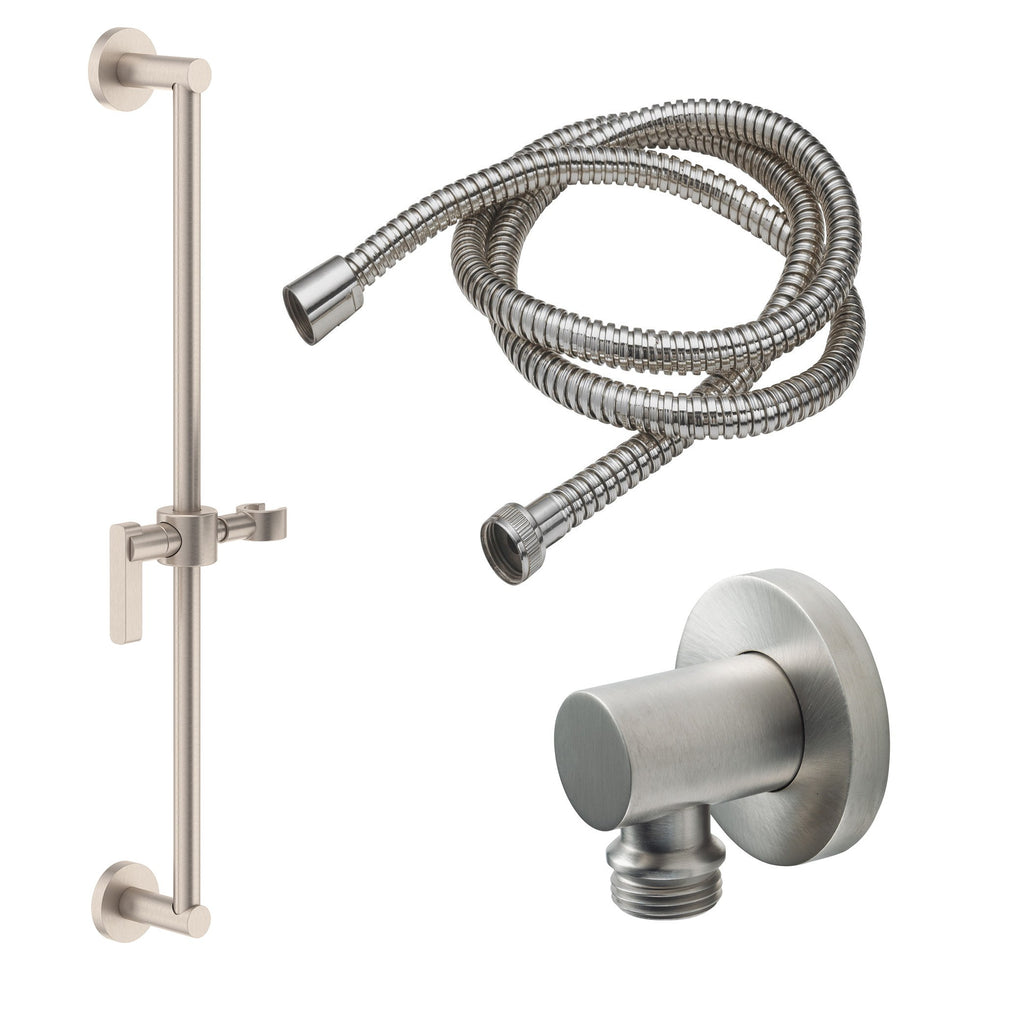 California Faucets San Elijo Kit de Regadera de Mano de Barra Deslizante - Base Redonda - Níquel Satinado