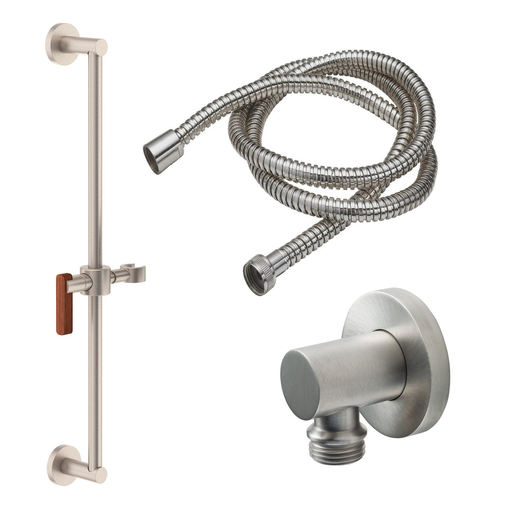 California Faucets San Elijo Kit de Regadera de Mano de Barra Deslizante - Base Redonda - Níquel Satinado