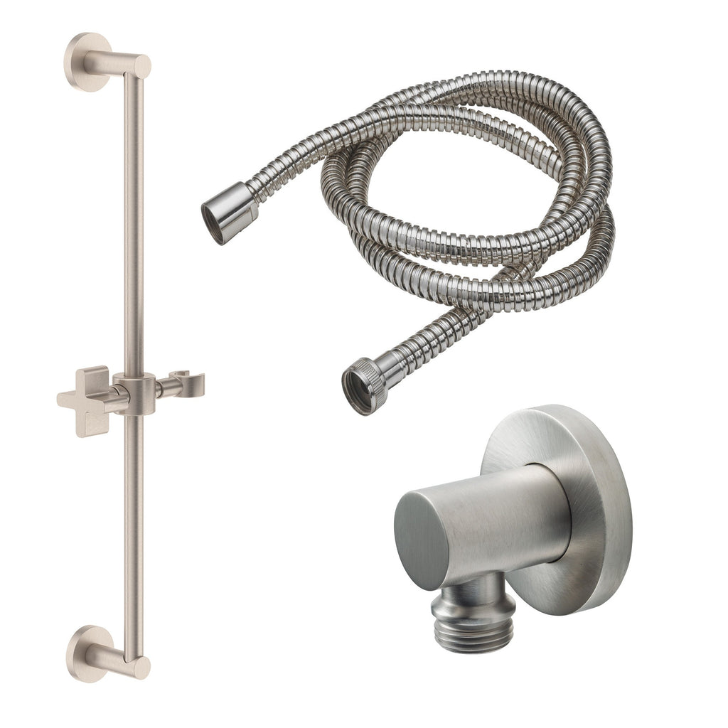 California Faucets San Elijo Kit de Regadera de Mano de Barra Deslizante - Base Redonda - Níquel Satinado