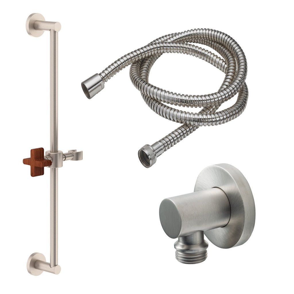 California Faucets San Elijo Kit de Regadera de Mano de Barra Deslizante - Base Redonda - Níquel Satinado