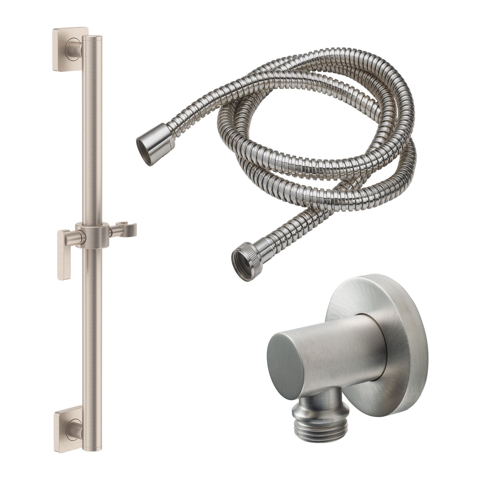 California Faucets San Elijo Kit de Regadera de Mano con Barra de Apoyo de 30" - Base Cuadrada - Níquel Satinado