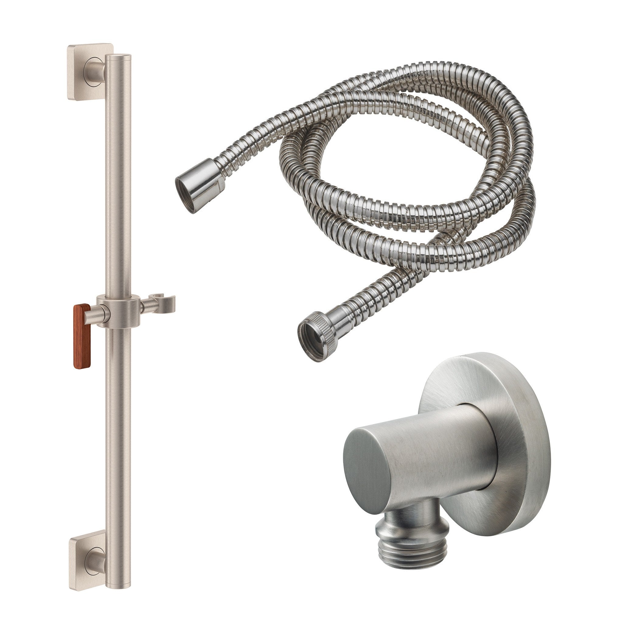 California Faucets San Elijo Kit de Regadera de Mano con Barra de Apoyo de 30" - Base Cuadrada - Níquel Satinado