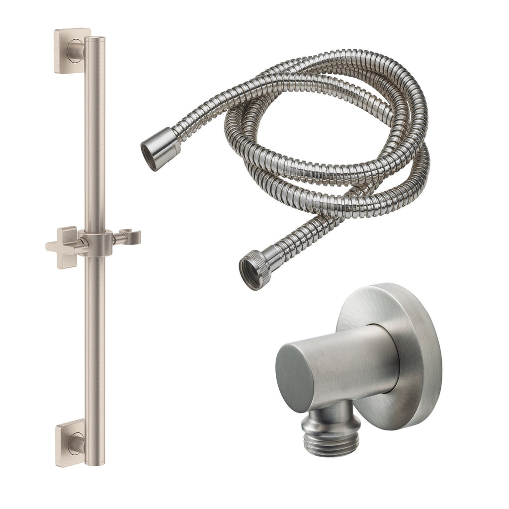 California Faucets San Elijo Kit de Regadera de Mano con Barra de Apoyo de 30" - Base Cuadrada - Níquel Satinado