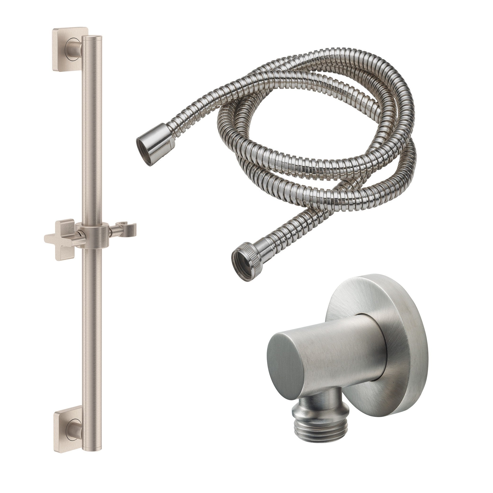 California Faucets San Elijo Kit de Regadera de Mano con Barra de Apoyo de 30" - Base Cuadrada - Níquel Satinado