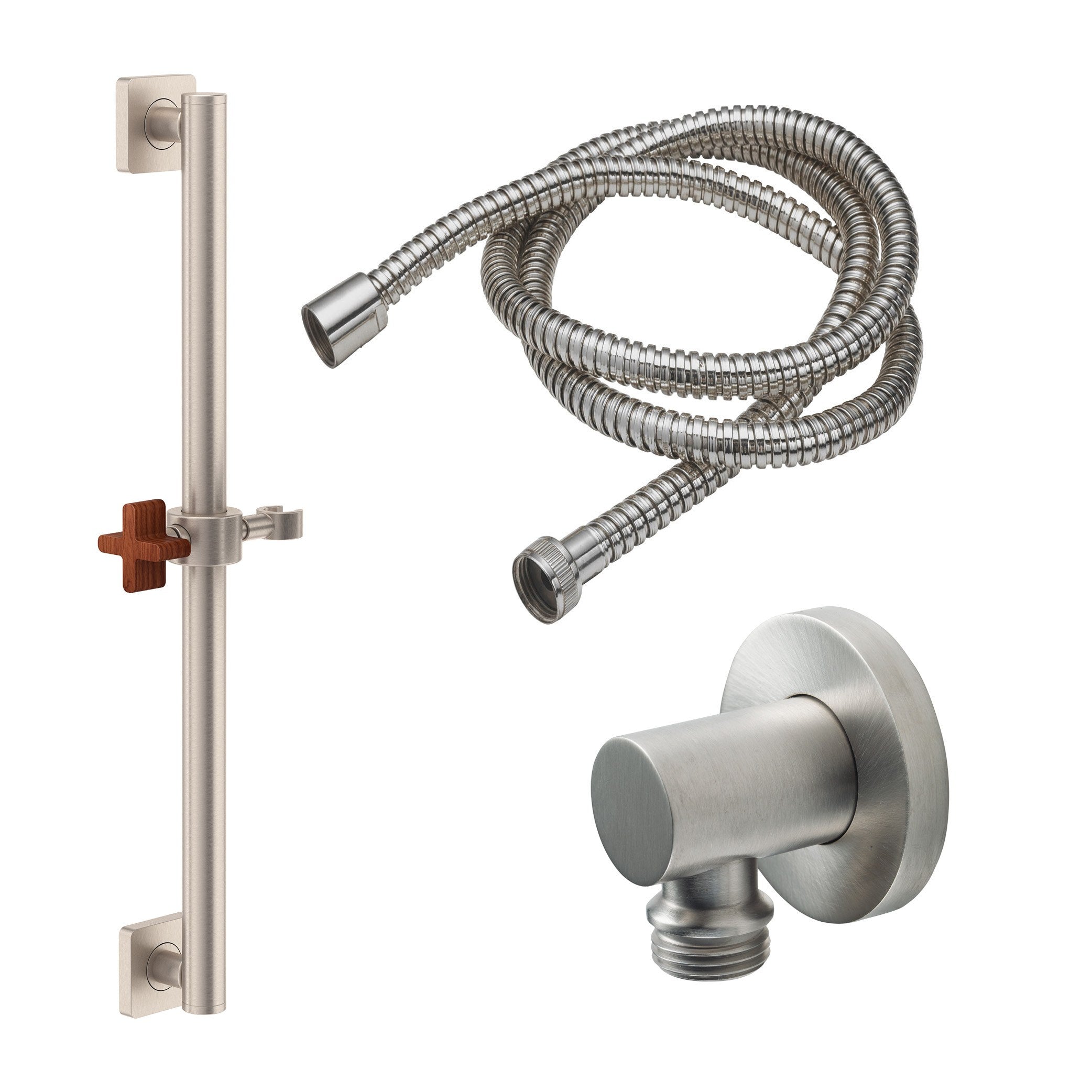 California Faucets San Elijo Kit de Regadera de Mano con Barra de Apoyo de 30" - Base Cuadrada - Níquel Satinado