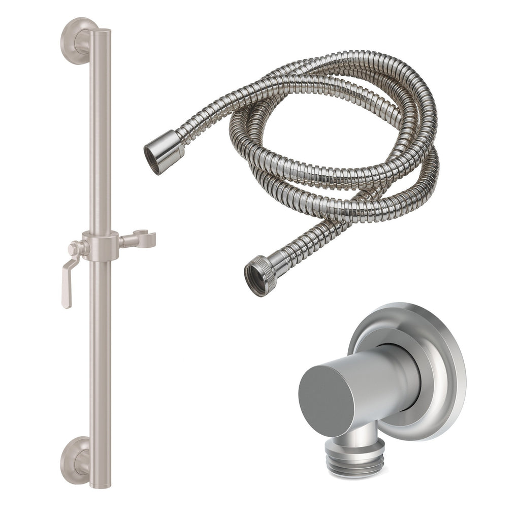 California Faucets Descanso Works Kit de Regadera de Mano con Barra de Apoyo de 24" - Níquel Satinado