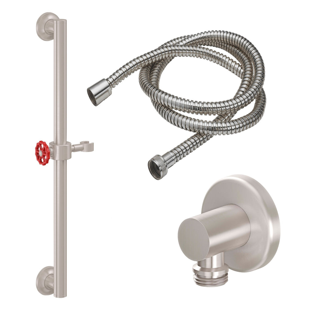 California Faucets Descanso Works Kit de Regadera de Mano con Barra de Apoyo de 24" - Níquel Satinado