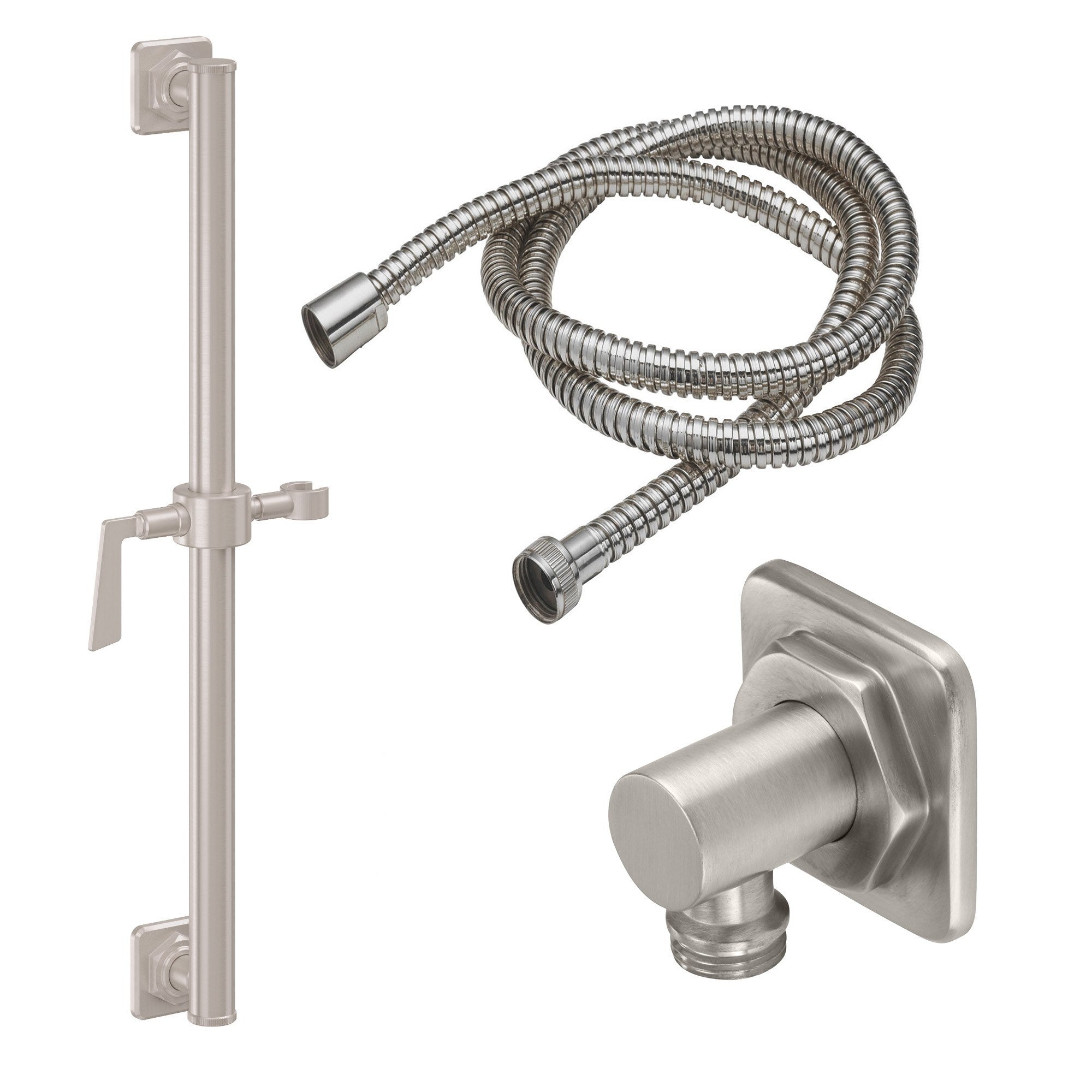 California Faucets Steampunk Bay Kit de Regadera de Mano de Barra Deslizante - Níquel Satinado