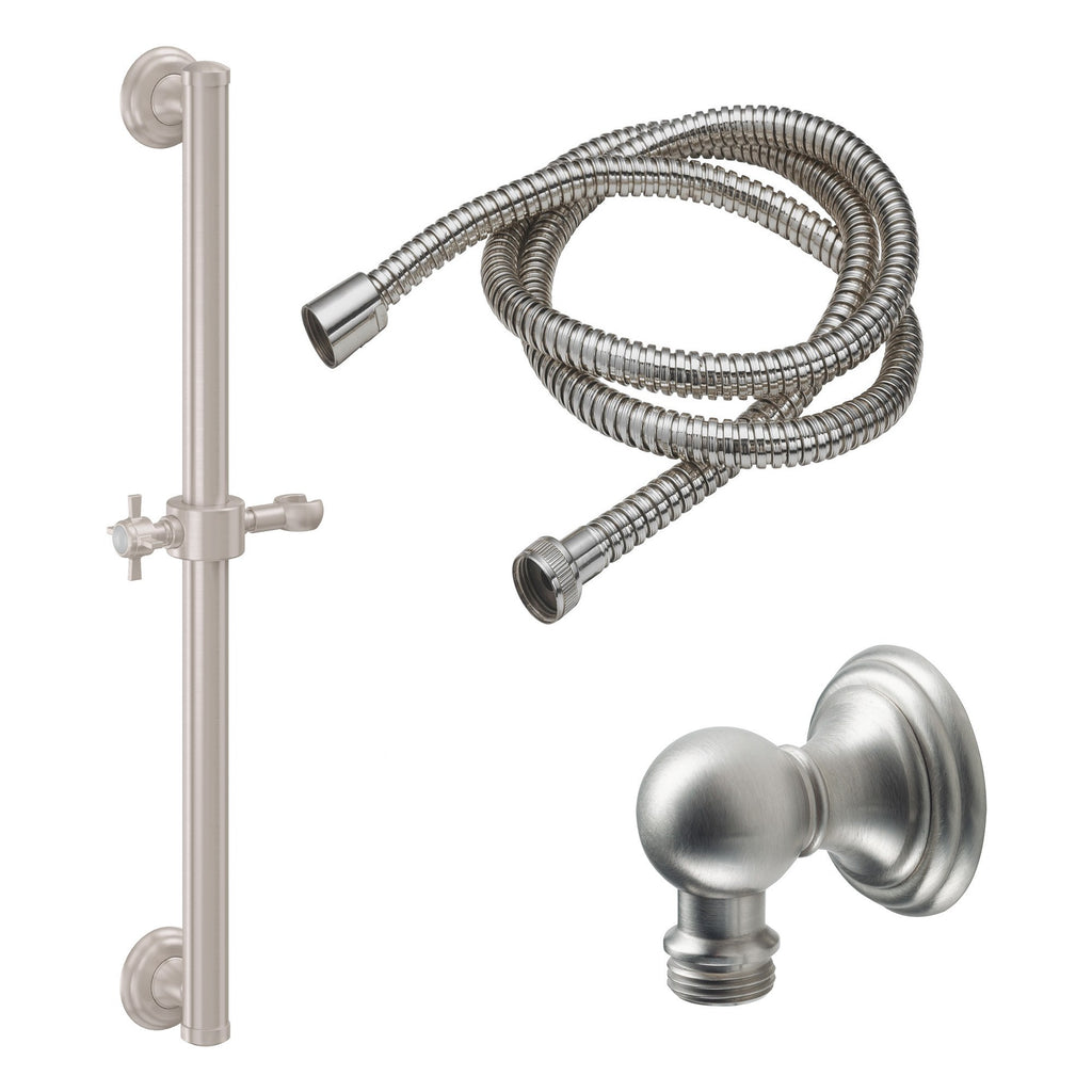 California Faucets Cardiff Kit de Regadera de Mano con Barra de Apoyo de 24" - Níquel Satinado
