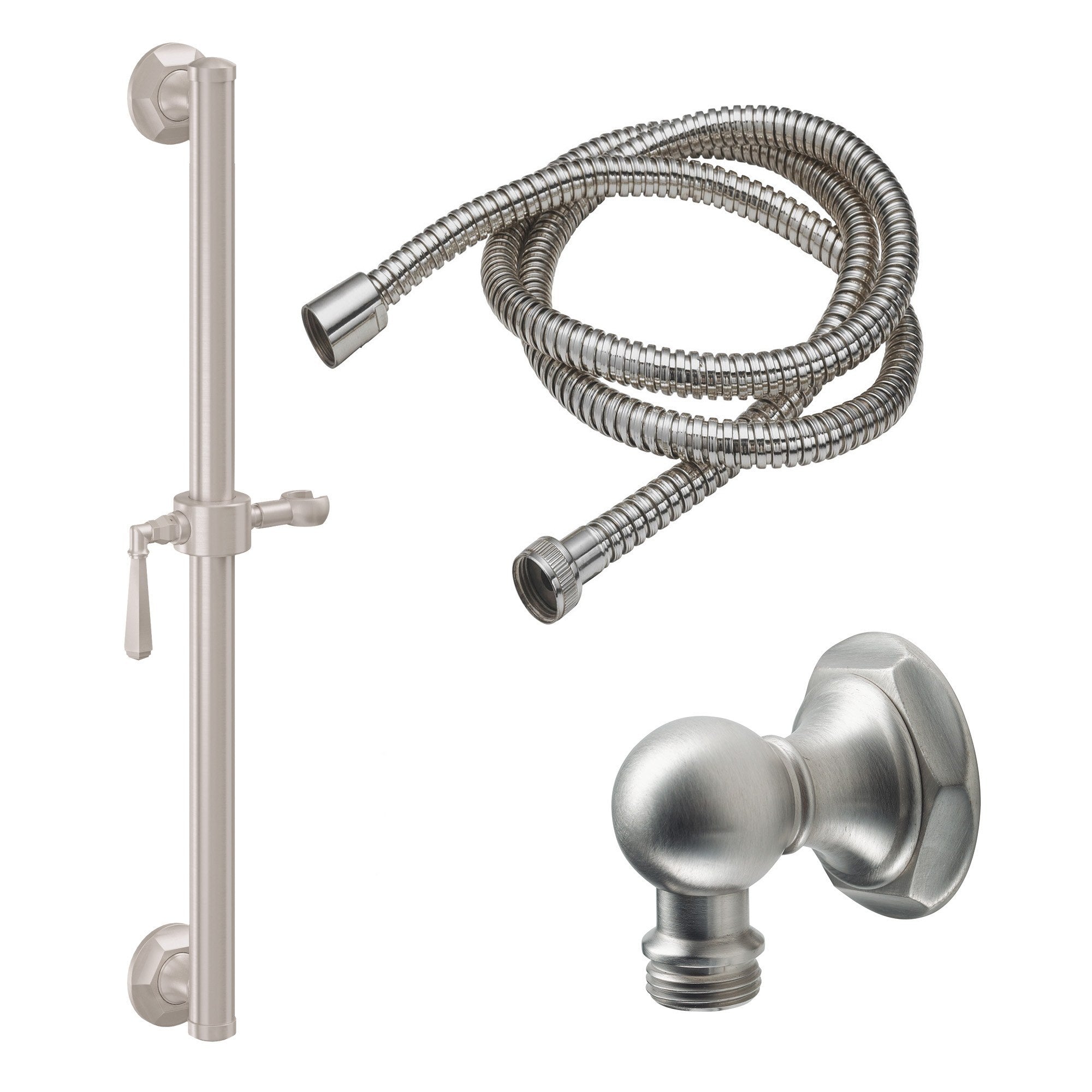 California Faucets Monterey Kit de Regadera de Mano con Barra de Apoyo de 24" - Níquel Satinado
