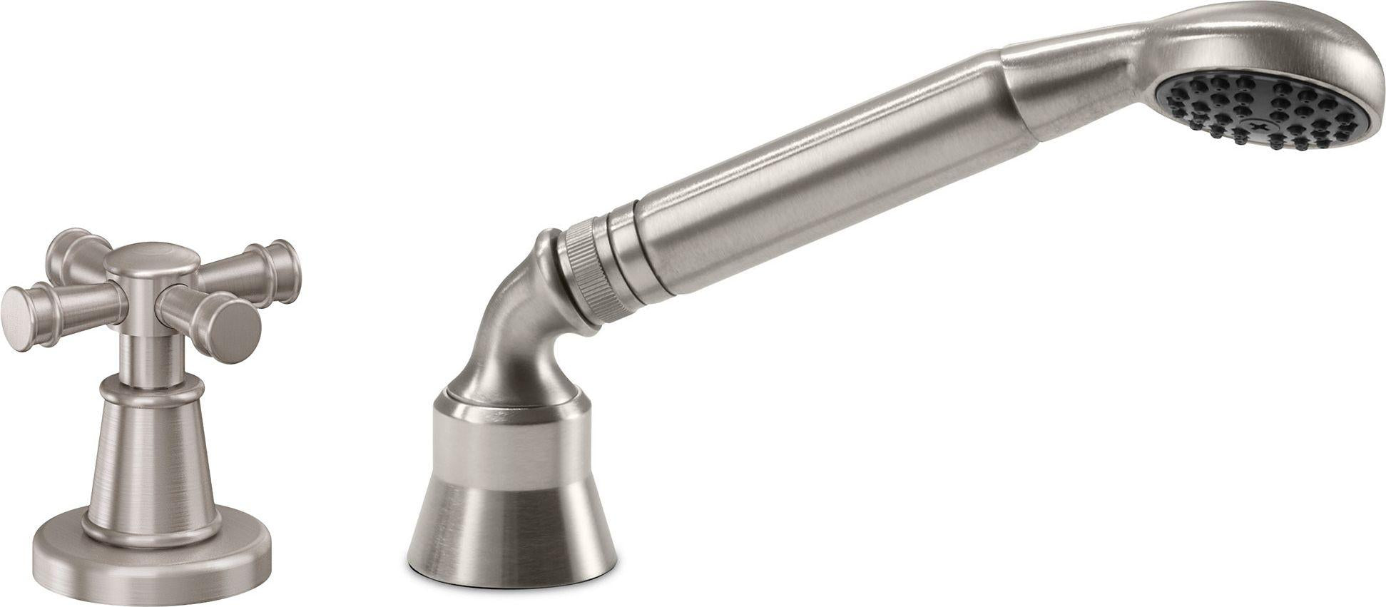 California Faucets Trousdale Regadera de Mano y Desviador Completo para Tina Romana - Satin Nickel