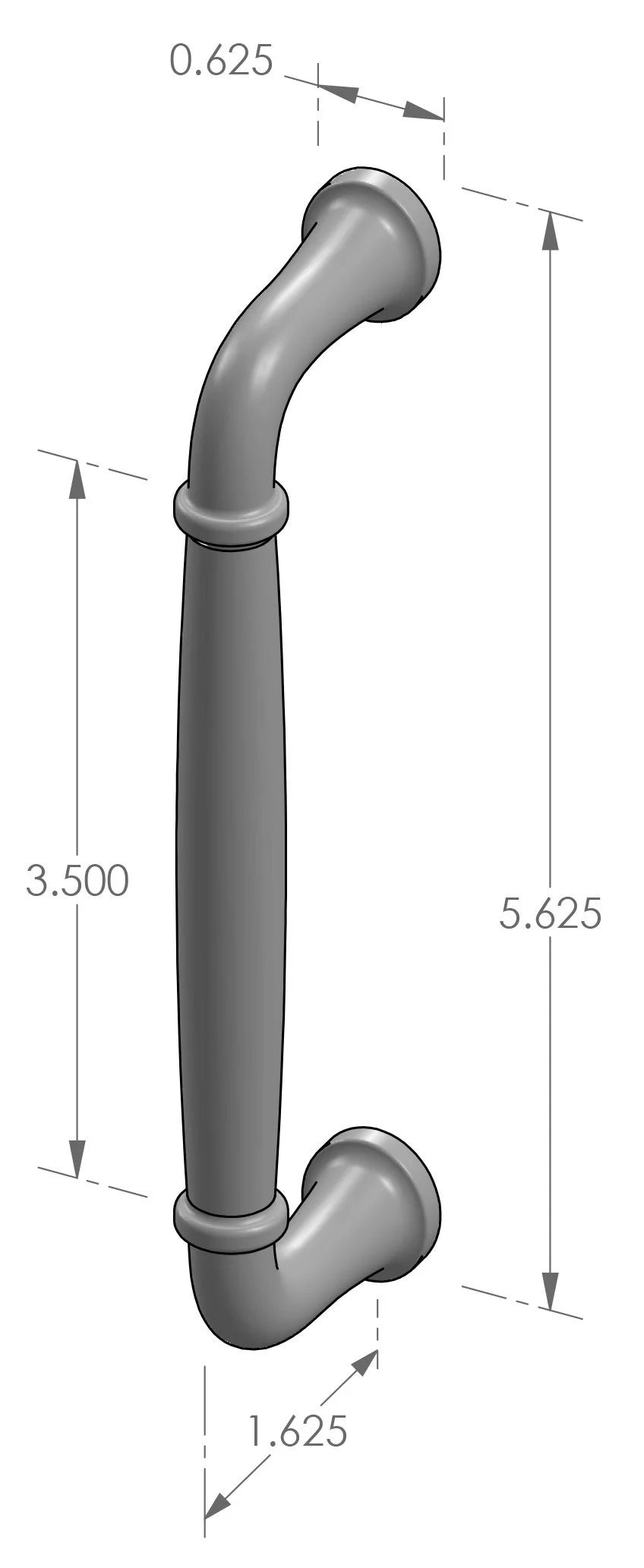 Ridge Cabinet Pull (CK-144) — dibujo de especificaciones y dimensiones