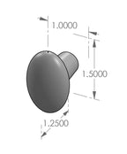 Oval Cabinet Knob (CK-302) — dibujo de especificaciones y dimensiones