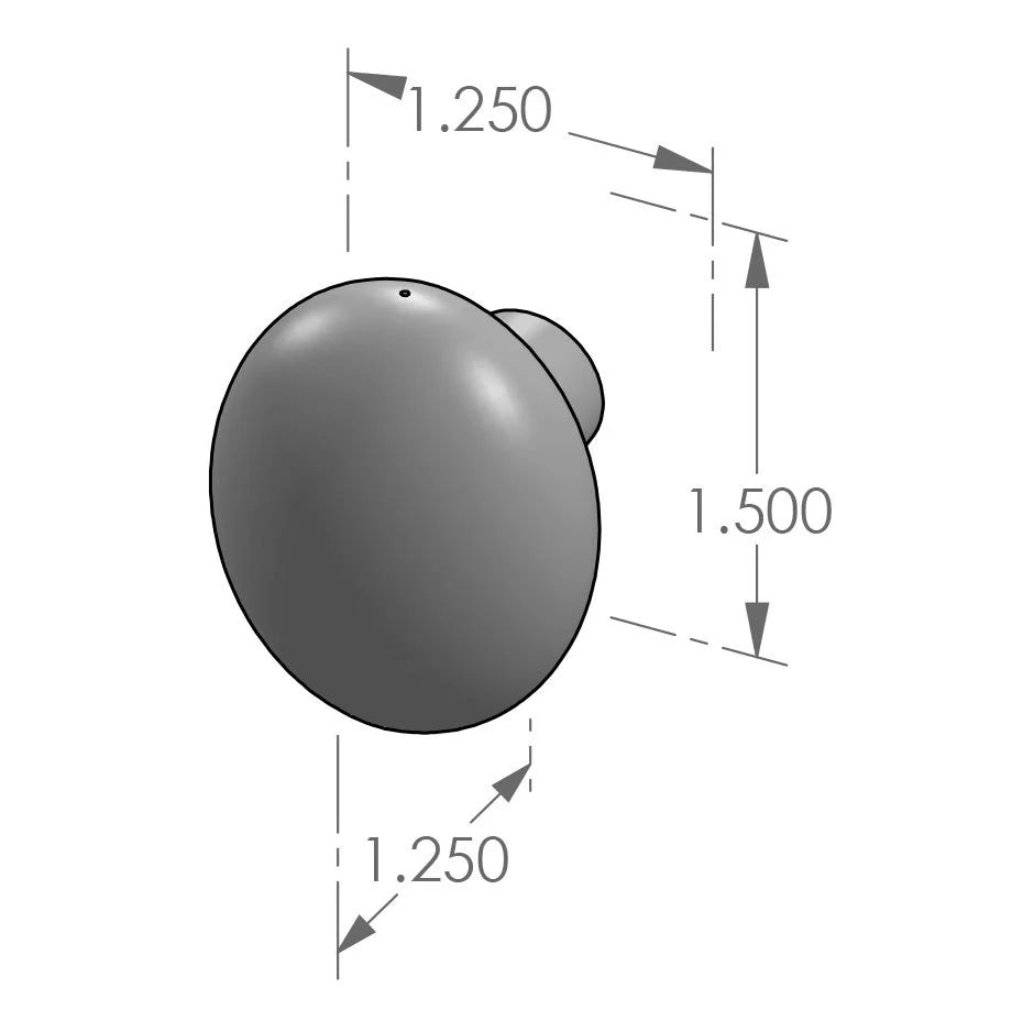 Oval Cabinet Knob (CK-303) — dibujo de especificaciones y dimensiones