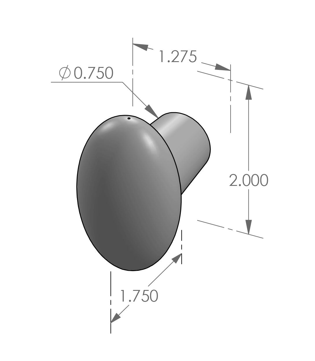 Oval Cabinet Knob (CK-305) — dibujo de especificaciones y dimensiones