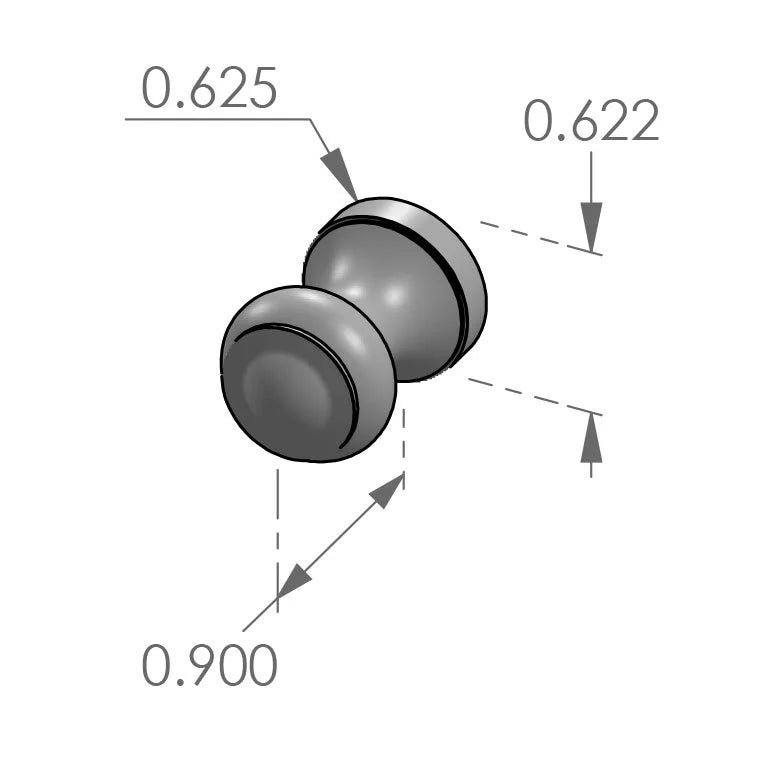 Ridge Flared Cabinet Knob (CK-409) — dibujo de especificaciones y dimensiones
