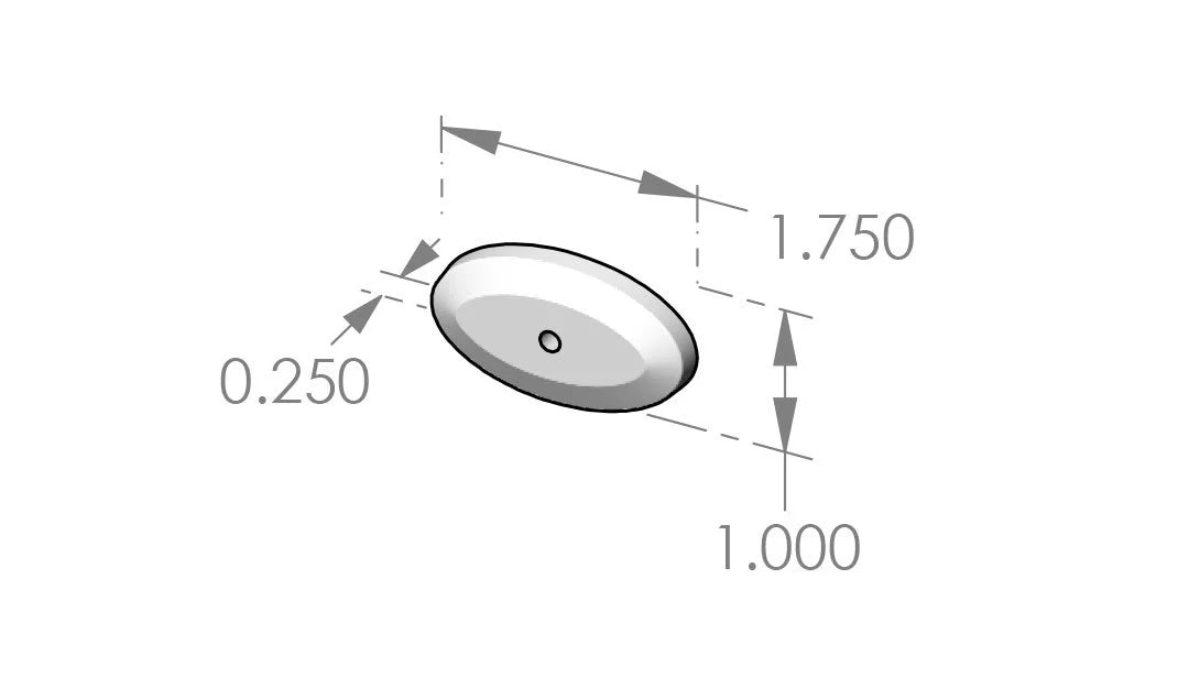 Bevel Edge Oval Cabinet Knob Escutcheon (CKE-OP175) — dibujo de especificaciones y dimensiones