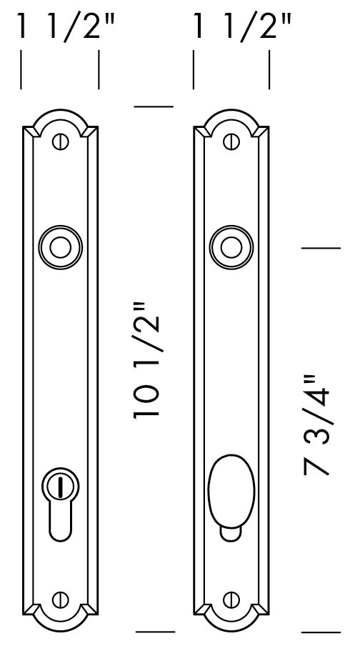 Arch Profile Cylinder Sliding Door Entry Set (CMP-A811SL) — dibujo de especificaciones y dimensiones