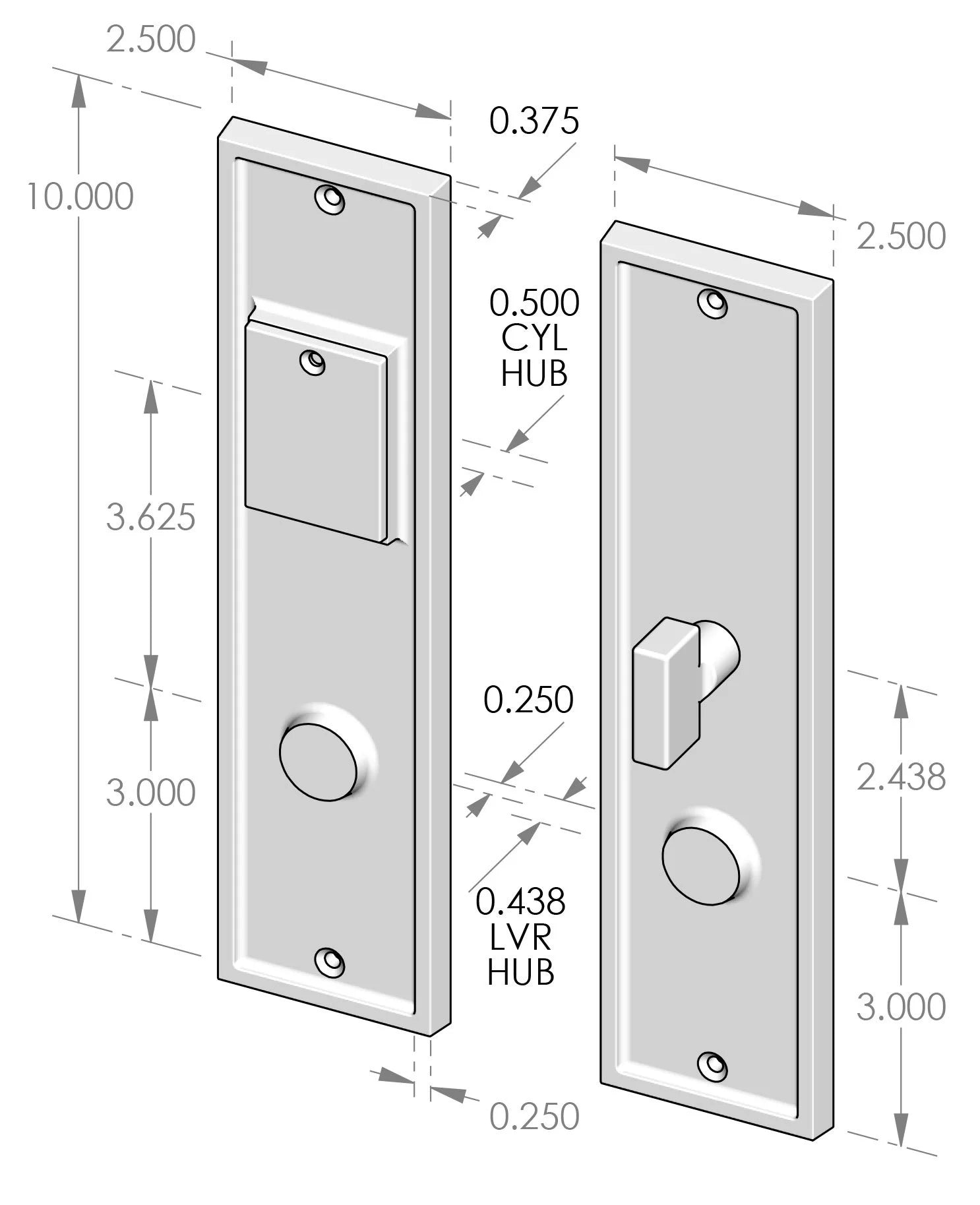 Mortise Lock Door Entry Set (CS-1510ML) — dibujo de especificaciones y dimensiones