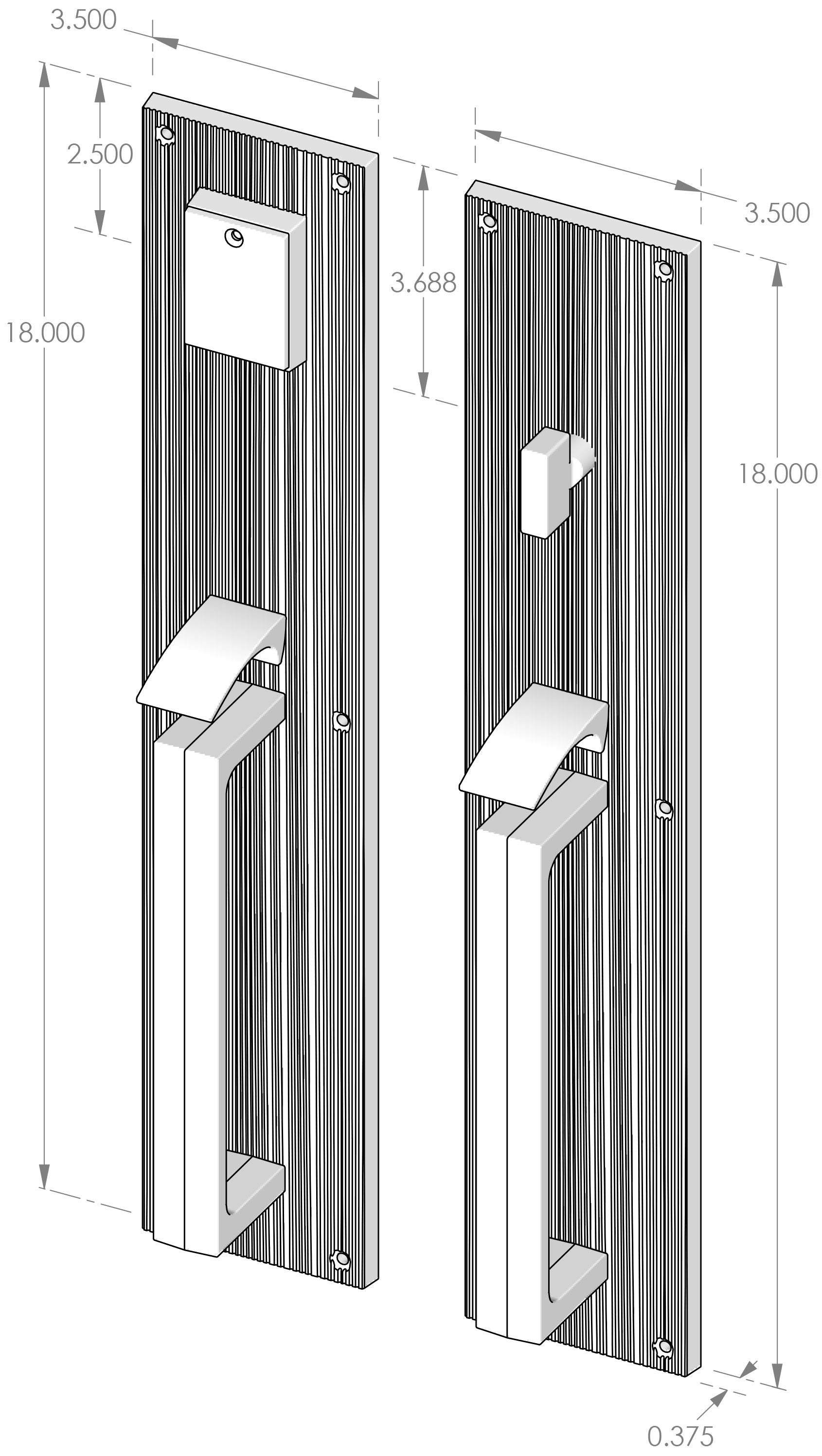 Handle x Handle Mortise Lock Door Entry Set (CS-1918HH) — dibujo de especificaciones y dimensiones