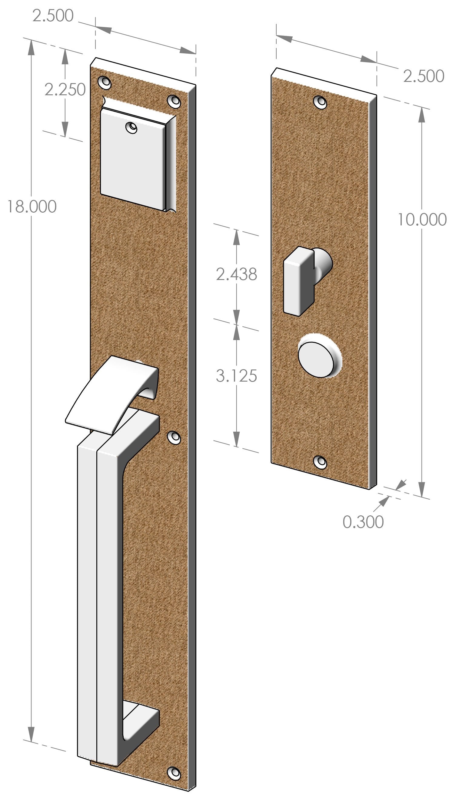 Handle x Lever Mortise Lock Door Entry Set (CS-2200) — dibujo de especificaciones y dimensiones