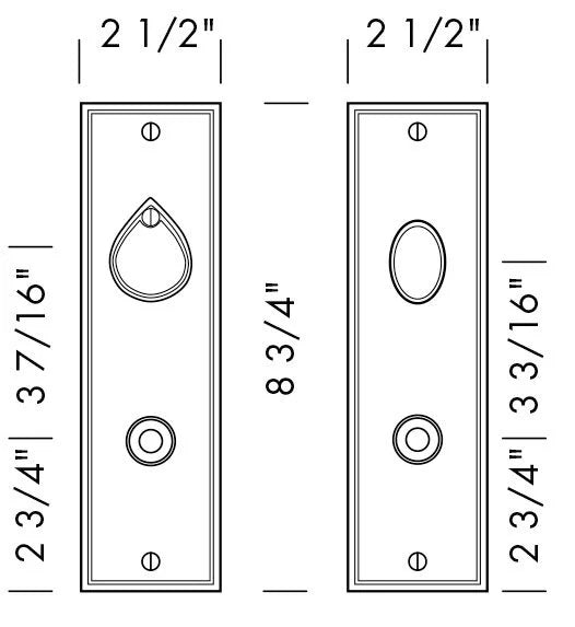 Passage Latch - Deadbolt Door Entry Set (CS-421PLD) — dibujo de especificaciones y dimensiones