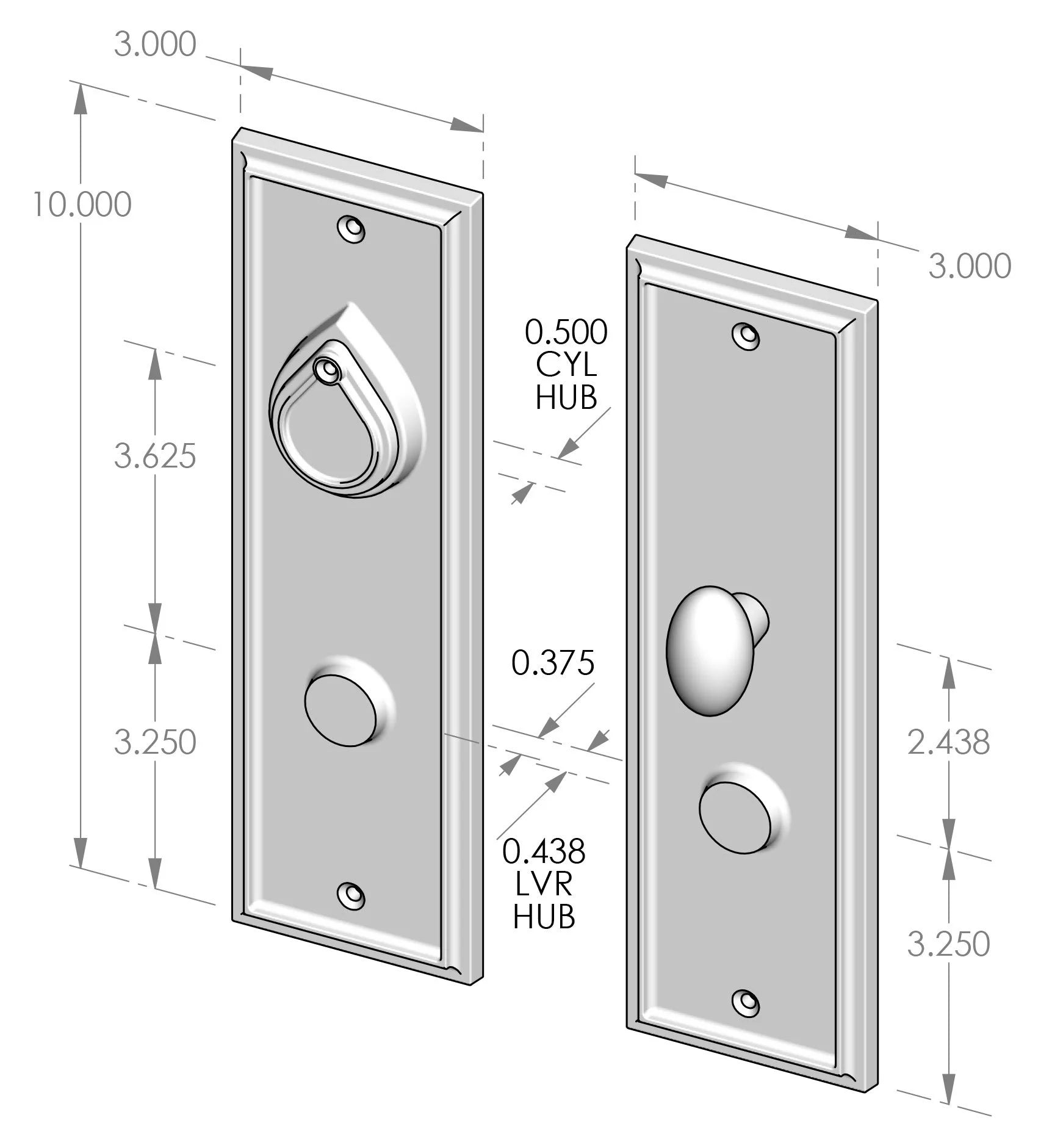 Mortise Lock Door Entry Set (CS-422ML) — dibujo de especificaciones y dimensiones