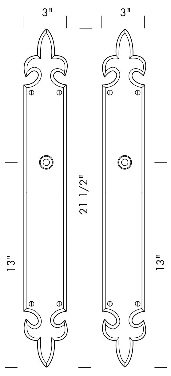 Interior Mortise Lock Privacy Door Set (CS-F1250IML) — dibujo de especificaciones y dimensiones