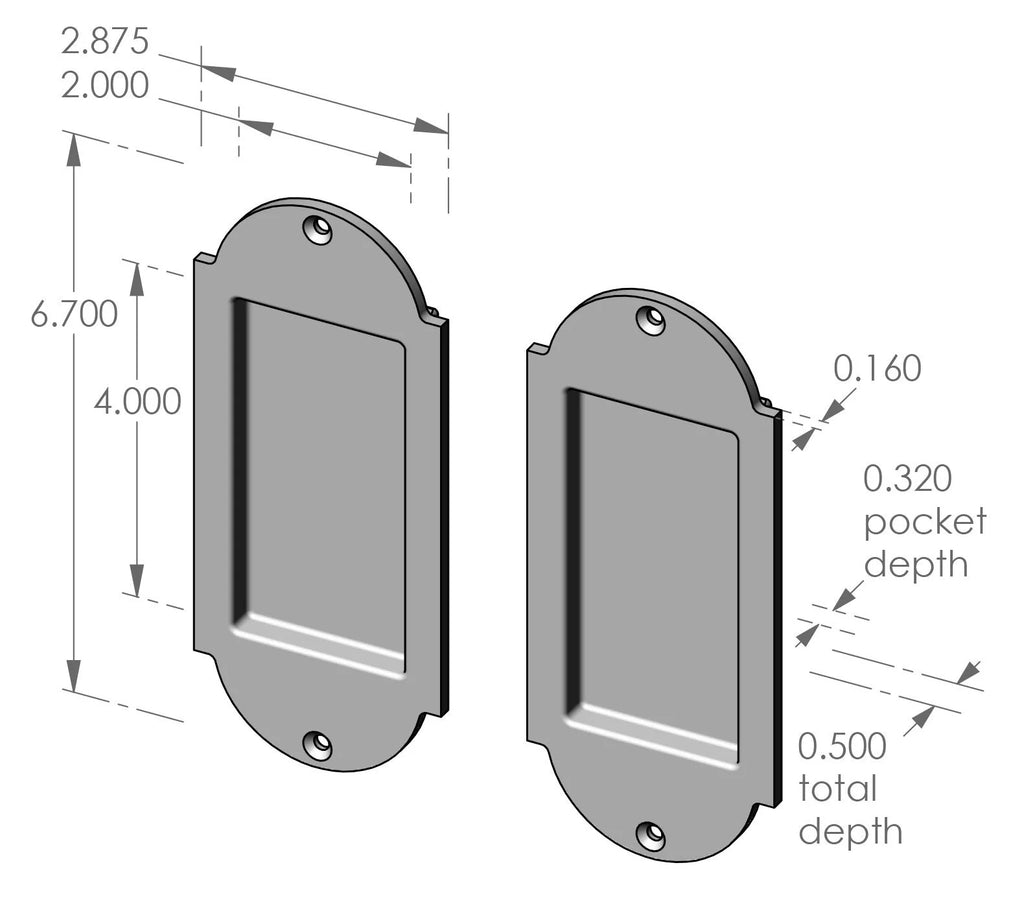 Arch Passage Pocket Door Set (CS-FP-A400IML) — dibujo de especificaciones y dimensiones