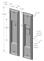 Ridge Privacy Pocket Door Set (CS-FP423IML-PR) — dibujo de especificaciones y dimensiones