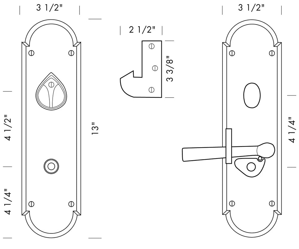 Arch Gate Latch x Lever/Knob Entry Set (CS-GLA600PLD) — dibujo de especificaciones y dimensiones