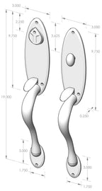 Handle x Handle Mortise Lock Door Entry Set (CS-OP705HH) — dibujo de especificaciones y dimensiones