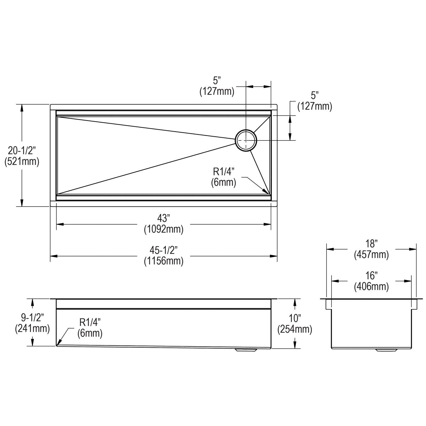 Elkay Tarja Circuit Chef® Workstation Acero Inoxidable 45-1/2" x 20-1/2" x 10" de Un Tazón Bajo Cubierta (Kit con Tablas de Polímero Negro) — vista de producto