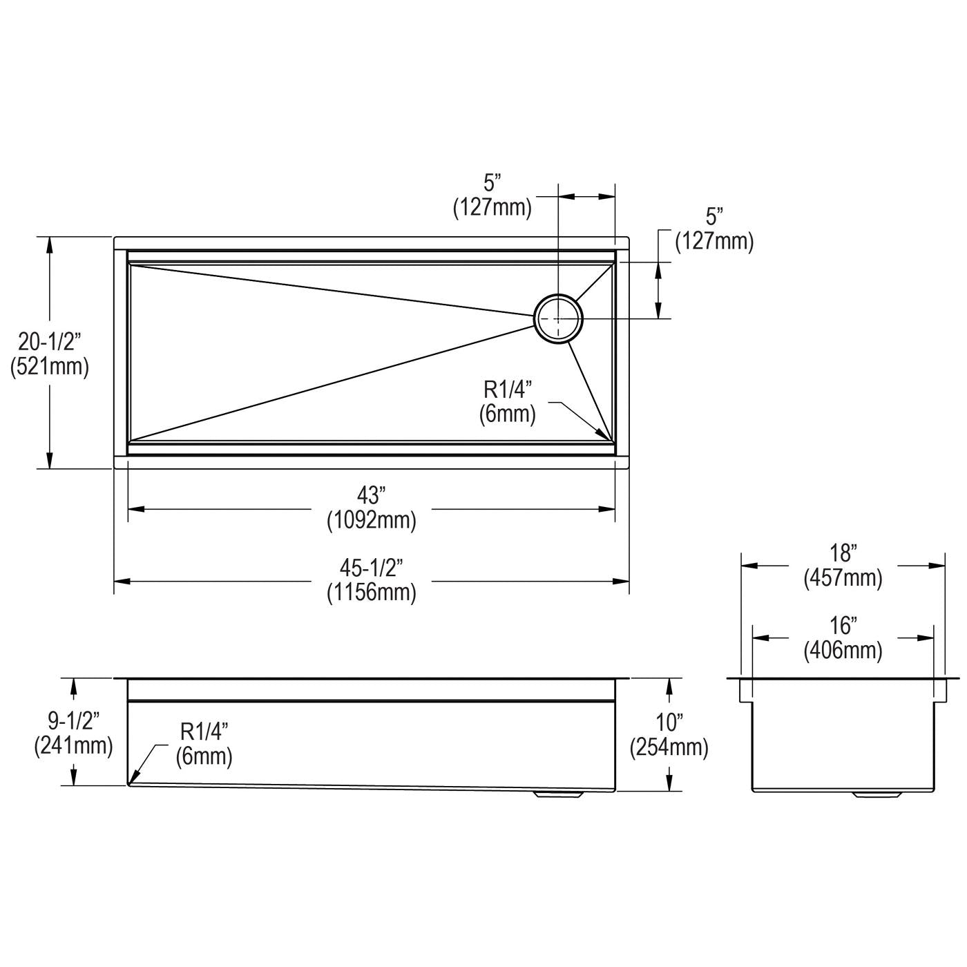 Elkay Tarja Circuit Chef® Workstation Acero Inoxidable 45-1/2" x 20-1/2" x 10" de Un Tazón Bajo Cubierta (Kit con Tablas de Madera de Cerezo) — vista de producto