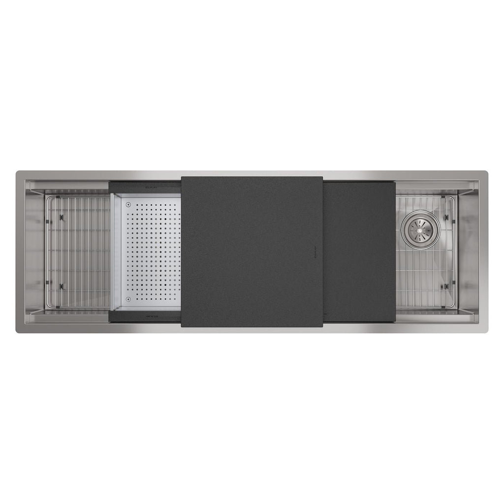 Elkay Tarja Circuit Chef® Workstation Acero Inoxidable 59-1/2" x 20-1/2" x 10" de Un Tazón Bajo Cubierta (Kit con Tablas de Polímero Negro) — vista de producto
